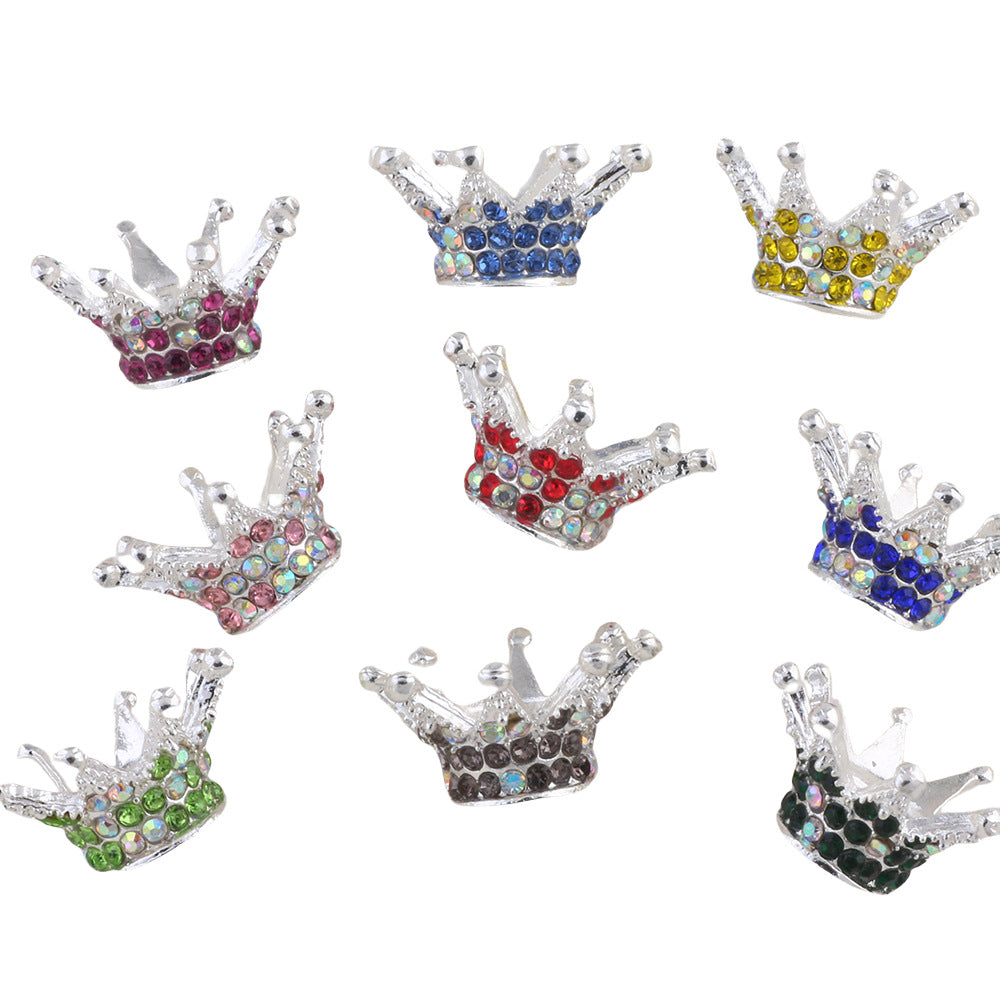 Wholesale 5pcs Colorful crown torus DIY spacer beads alloy full diamond